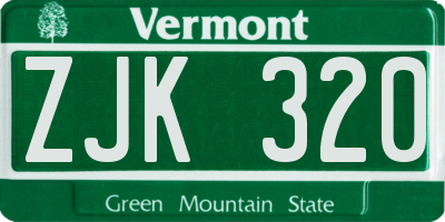 VT license plate ZJK320