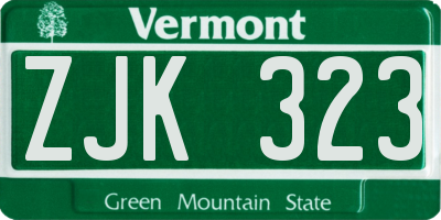 VT license plate ZJK323