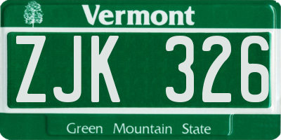 VT license plate ZJK326