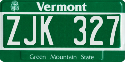 VT license plate ZJK327
