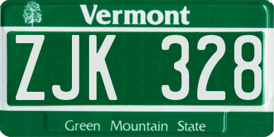 VT license plate ZJK328