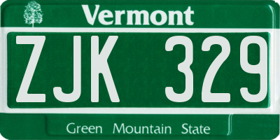 VT license plate ZJK329