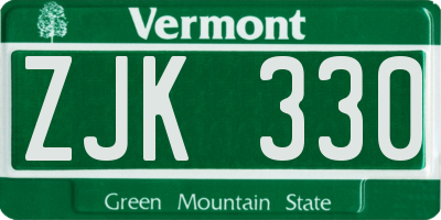 VT license plate ZJK330
