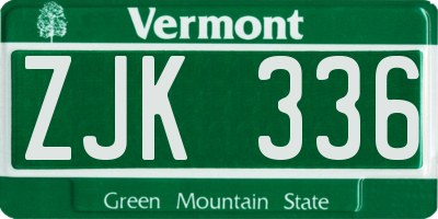 VT license plate ZJK336