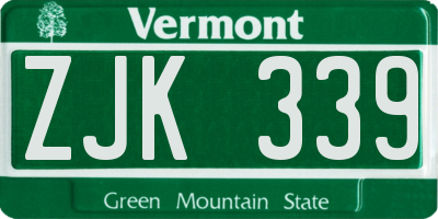 VT license plate ZJK339
