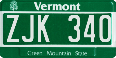 VT license plate ZJK340