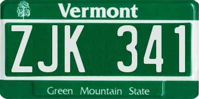 VT license plate ZJK341