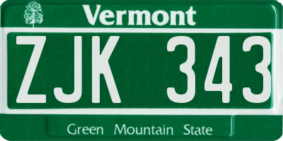 VT license plate ZJK343