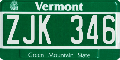 VT license plate ZJK346