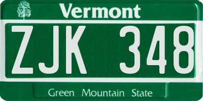 VT license plate ZJK348