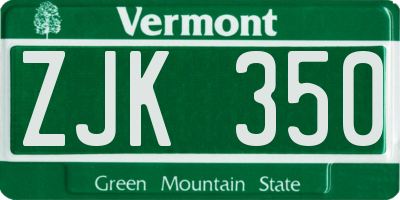 VT license plate ZJK350