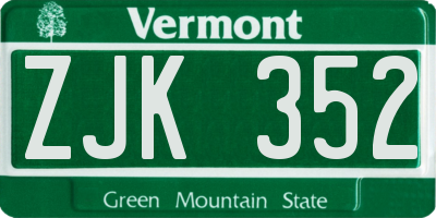 VT license plate ZJK352
