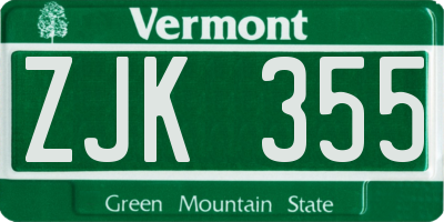 VT license plate ZJK355