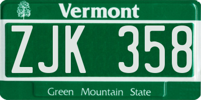 VT license plate ZJK358