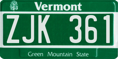 VT license plate ZJK361