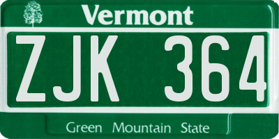 VT license plate ZJK364
