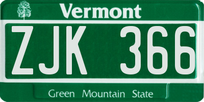 VT license plate ZJK366