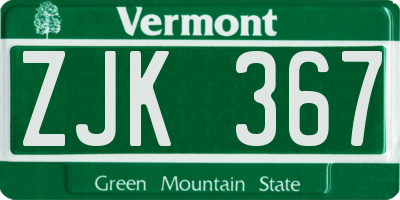 VT license plate ZJK367