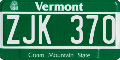 VT license plate ZJK370