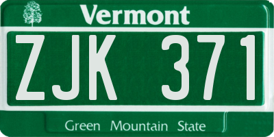 VT license plate ZJK371