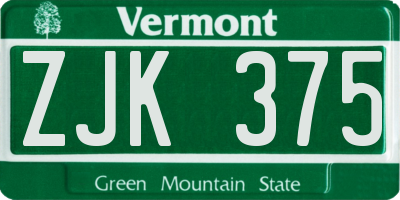 VT license plate ZJK375