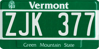 VT license plate ZJK377
