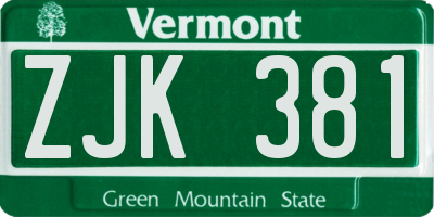 VT license plate ZJK381