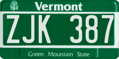 VT license plate ZJK387