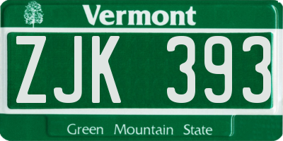 VT license plate ZJK393