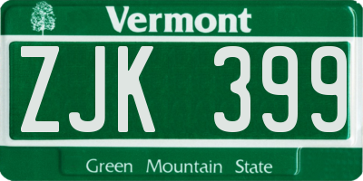 VT license plate ZJK399