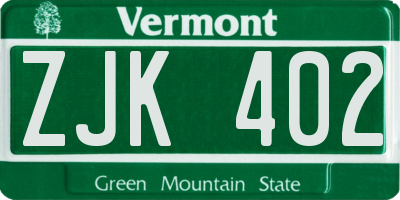 VT license plate ZJK402
