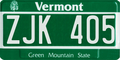 VT license plate ZJK405