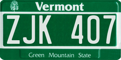 VT license plate ZJK407