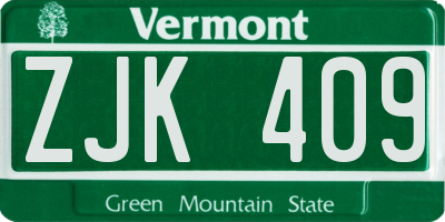 VT license plate ZJK409