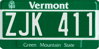 VT license plate ZJK411