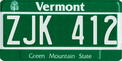 VT license plate ZJK412
