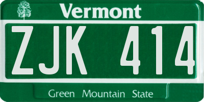 VT license plate ZJK414