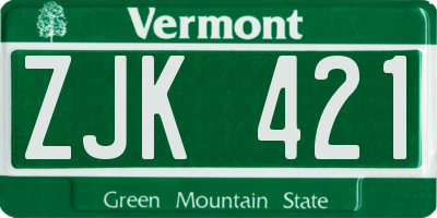 VT license plate ZJK421