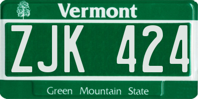 VT license plate ZJK424