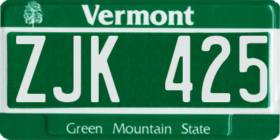 VT license plate ZJK425