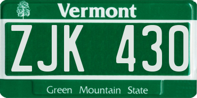 VT license plate ZJK430