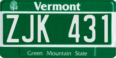 VT license plate ZJK431