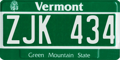 VT license plate ZJK434
