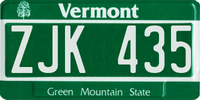 VT license plate ZJK435
