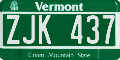 VT license plate ZJK437