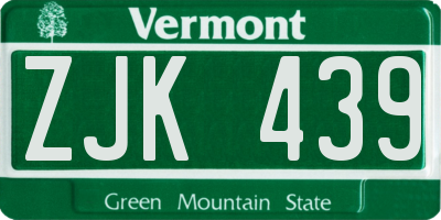 VT license plate ZJK439