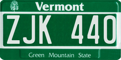 VT license plate ZJK440