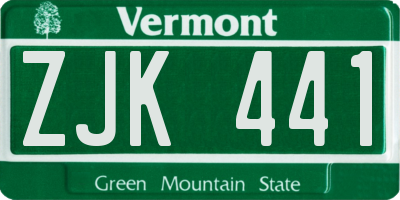 VT license plate ZJK441