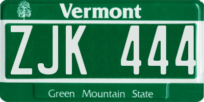 VT license plate ZJK444