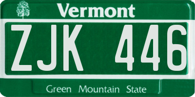 VT license plate ZJK446